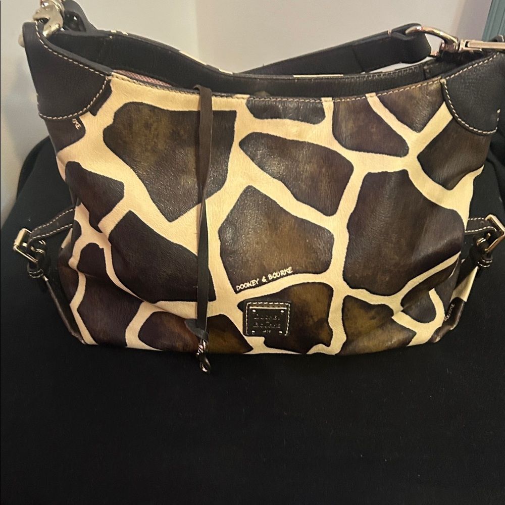 Dooney & Bourke Giraffe-Print Leather Shoulder Bag in Brown and Cream